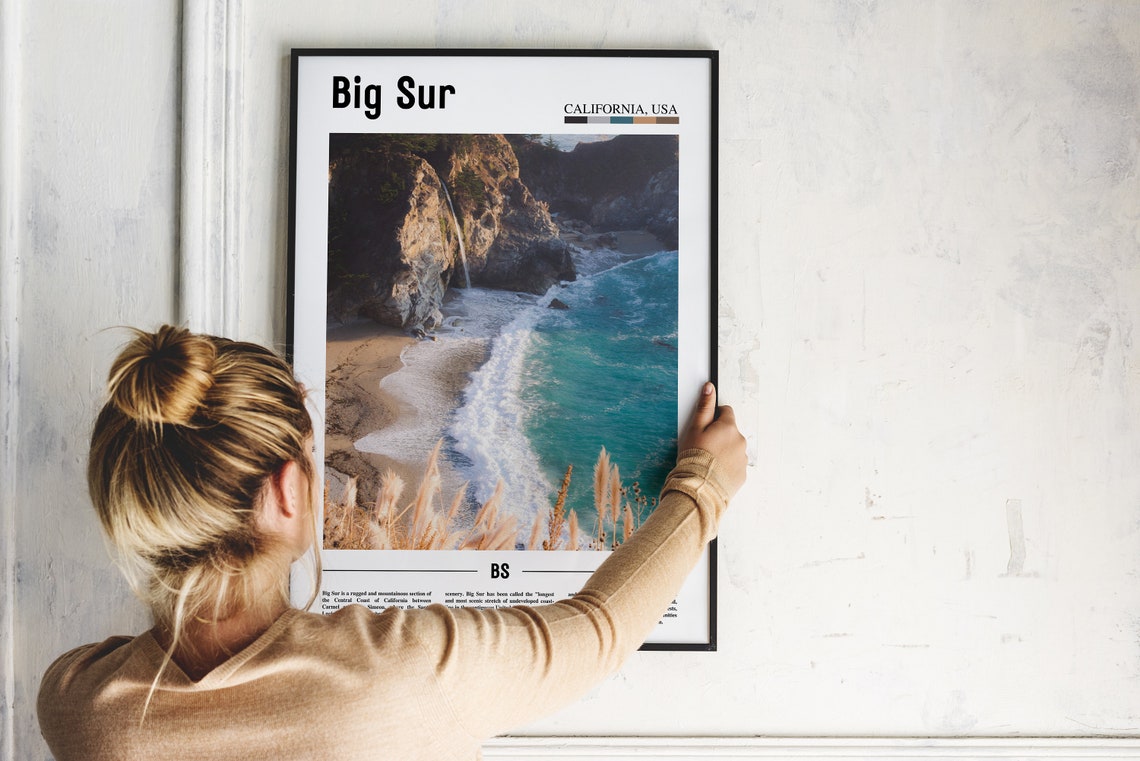 Big Sur Poster Big Sur Print Big Sur Wall Art Minimal Travel Print Minimal City Poster Travel Destination Oil Painting Poster - Image 4