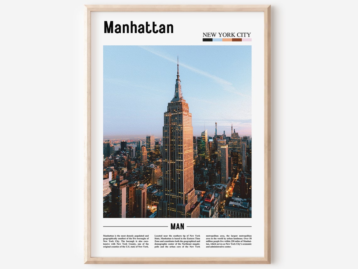 Manhattan Print Manhattan Poster Manhattan Wall Art Oil Painting Poster Colorful City Print City Artwork Travel Artwork Travel Wall Art