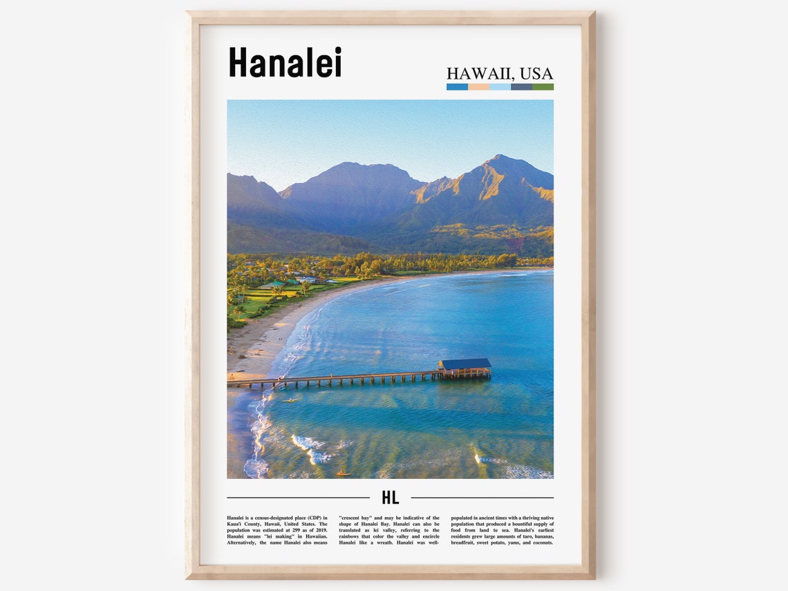 Hanalei Print Hanalei Poster Hanalei Wall Art Oil Painting Poster Colorful City Print City Artwork Travel Artwork Travel Wall Art