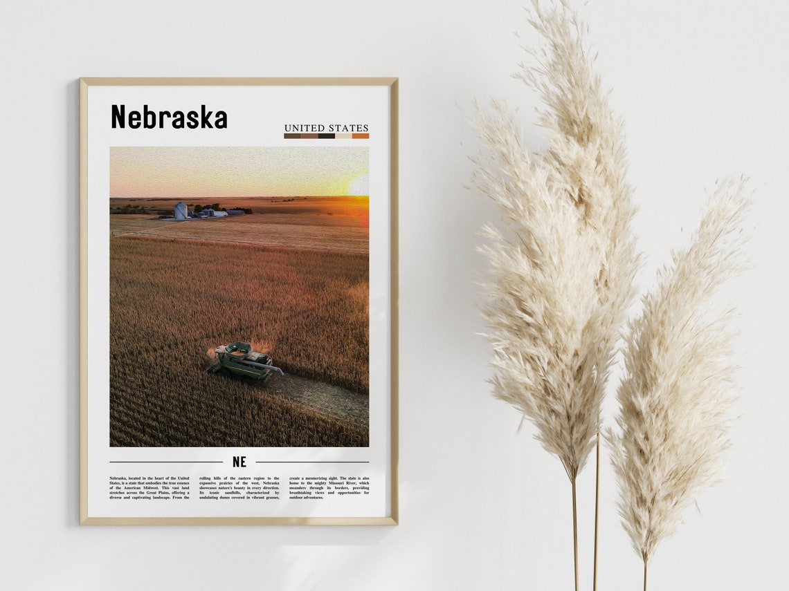 Nebraska Poster Nebraska Print Nebraska Wall Art United States Photo United States Poster United States Print - Image 4