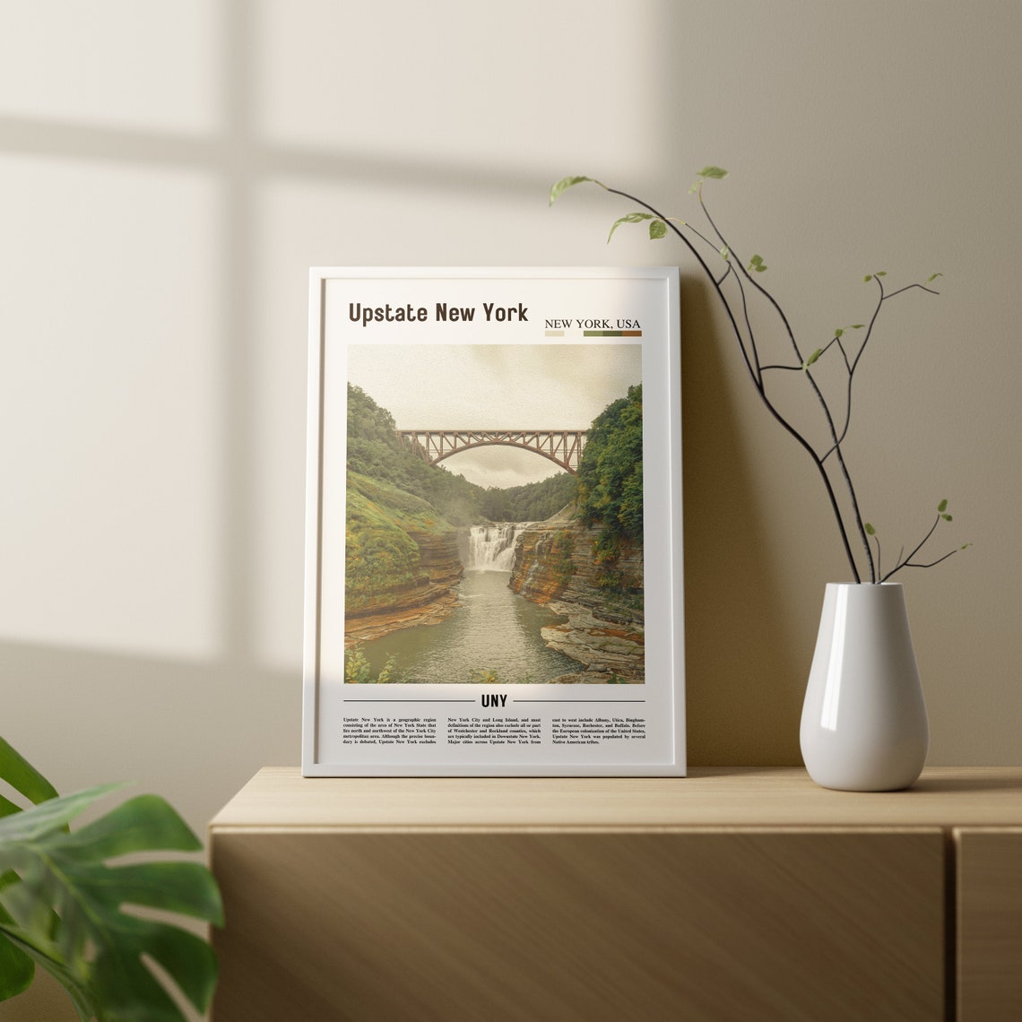 Upstate New York Print Upstate New York Poster Upstate New York Wall Art Oil Painting Poster City Artwork Travel Artwork Travel Wall Art - Image 3