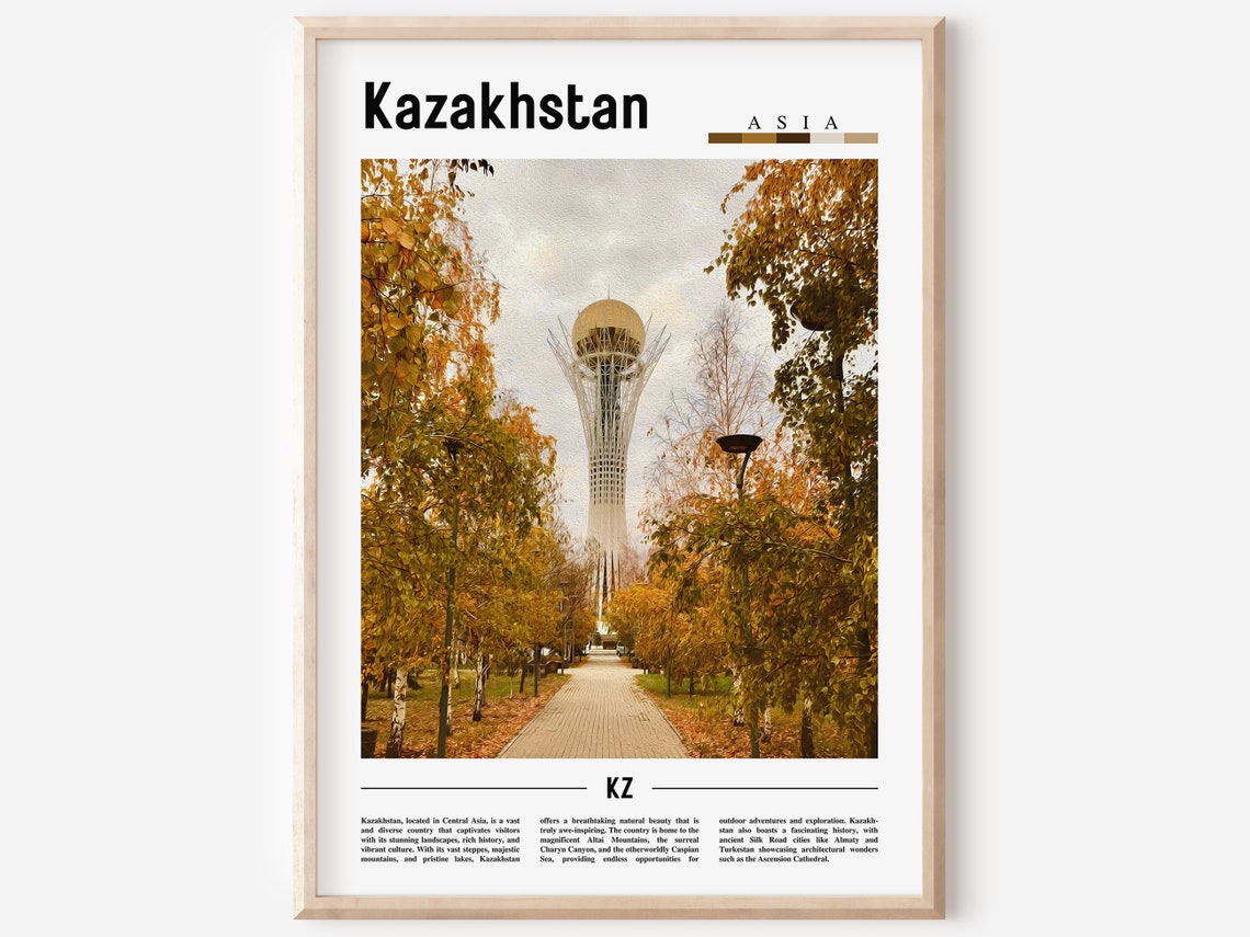 Kazakhstan Poster Kazakhstan Print Kazakhstan Wall Art Asia Print Asia Poster Asia Photo Minimal Travel Poster