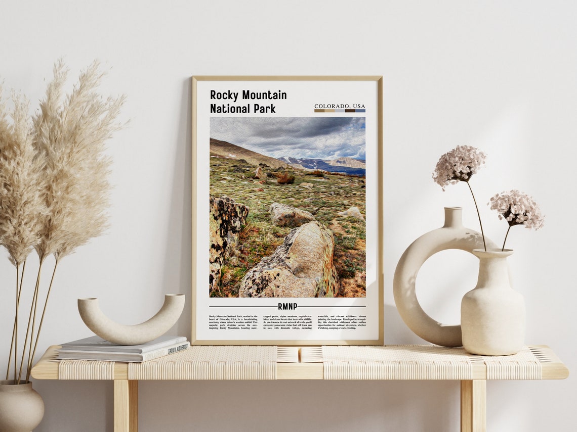 Rocky Mountain National Park Poster Rocky Mountain National Park Print Rocky Mountain National Park Wall Art Oil Painting Poster - Image 6