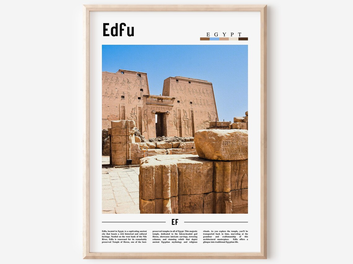 Edfu Minimal Travel Poster, Oil Painting