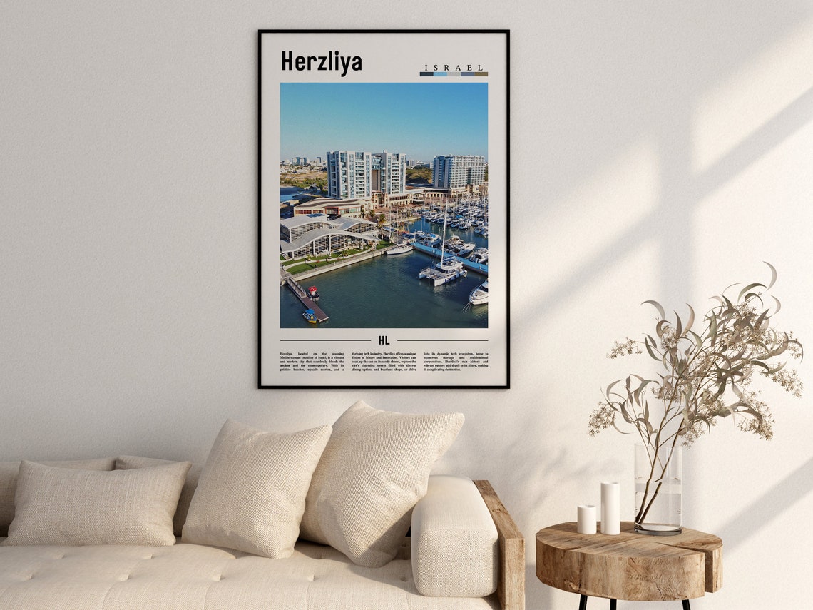 Herzliya Poster Herzliya Print Herzliya Wall Art Minimal Travel Print Travel Destination Oil Painting Poster - Image 2