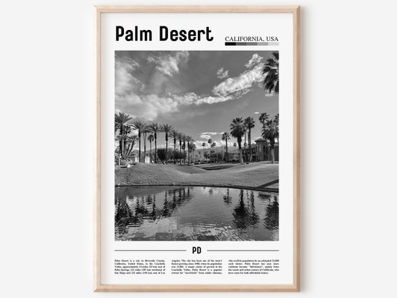 Palm Desert Poster Black And White Palm Desert Print Black And White Palm Desert Wall Art Minimal Travel Print Travel Poster