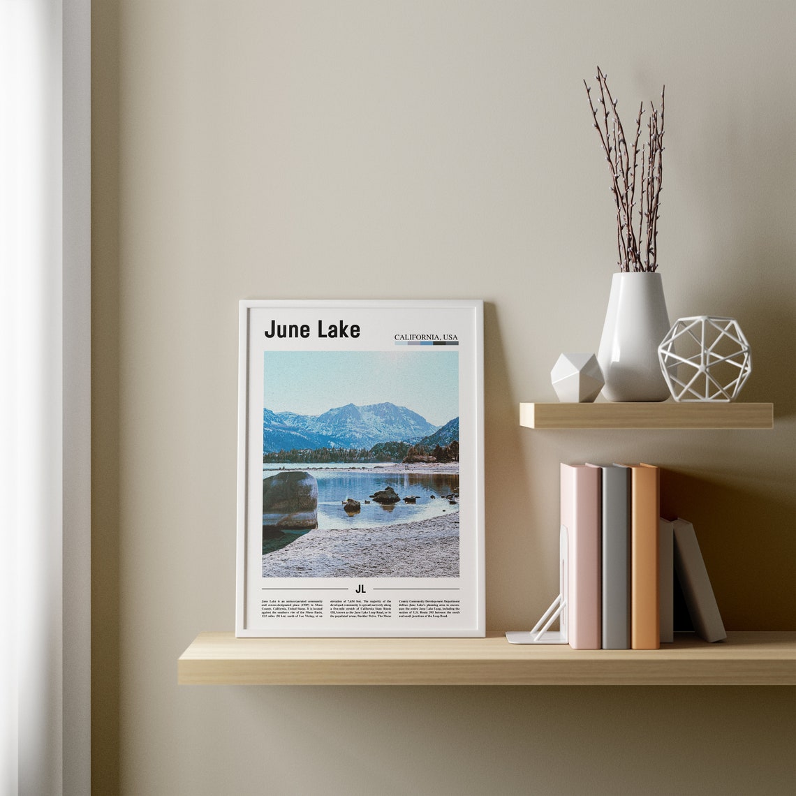 June Lake Print June Lake Poster June Lake Wall Art Minimal Travel Print Minimal City Poster Travel Destination Oil Painting Poster - Image 3