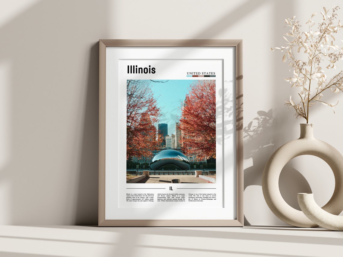 Illinois Poster Illinois Print Illinois Wall Art United States Photo United States Poster United States Print - Image 2