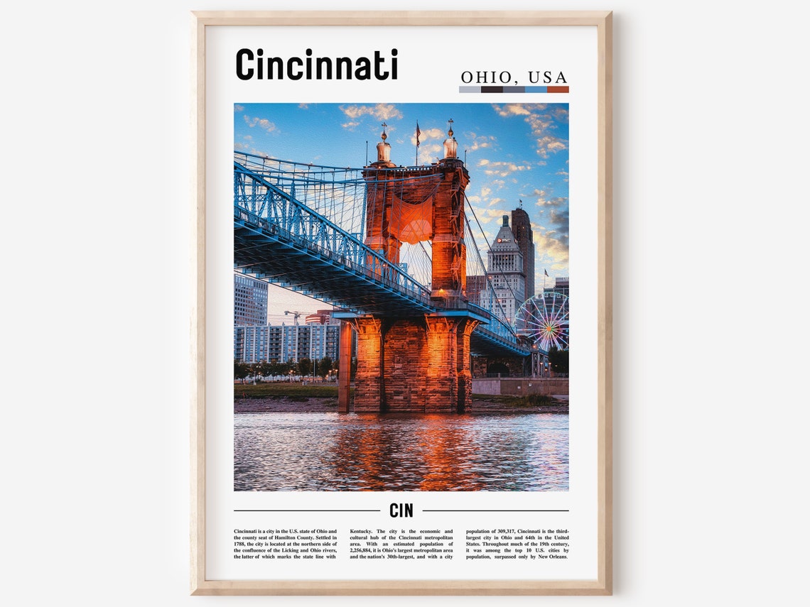 Cincinnati Print Cincinnati Poster Cincinnati Wall Art United States Photo United States Poster United States Print Travel Poster