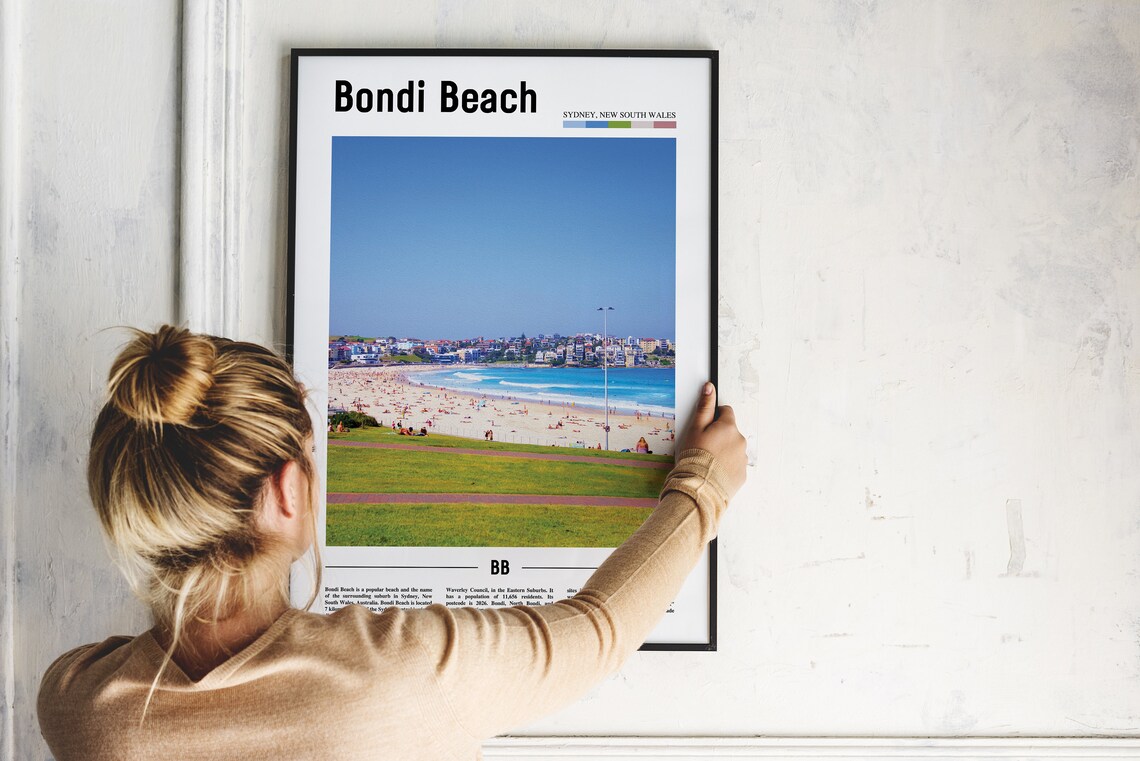 Bondi Beach Print Bondi Beach Poster Bondi Beach Wall Art Oil Painting Poster City Print City Artwork Travel Artwork Travel Wall Art - Image 4