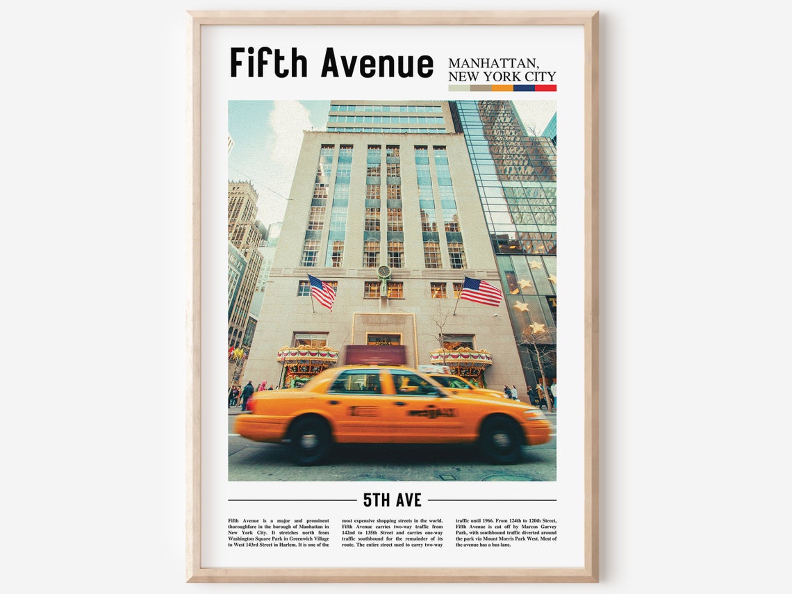 Fifth Avenue Print Fifth Avenue Poster Fifth Avenue Wall Art Oil Painting Poster City Print City Artwork Travel Artwork Travel Wall Art