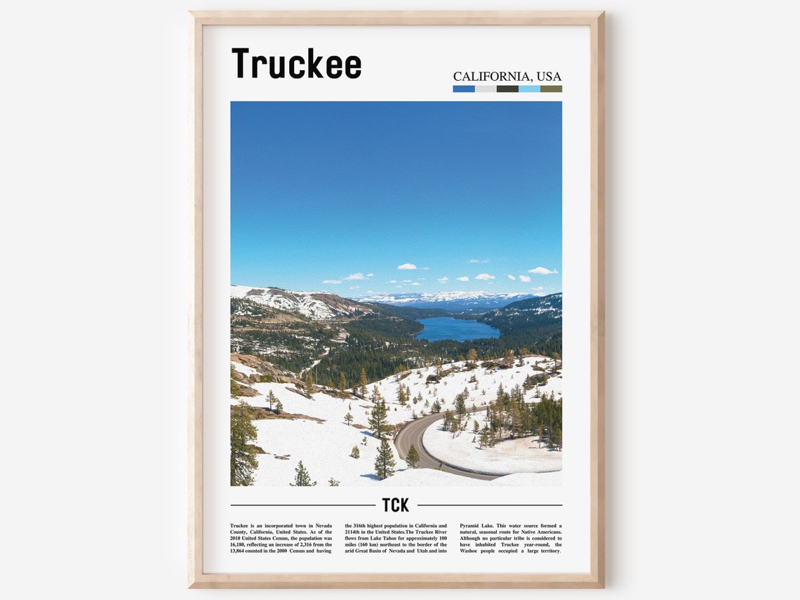 Truckee Print Truckee Poster Truckee Wall Art Oil Painting Poster Colorful City Print City Artwork Travel Artwork Travel Wall Art