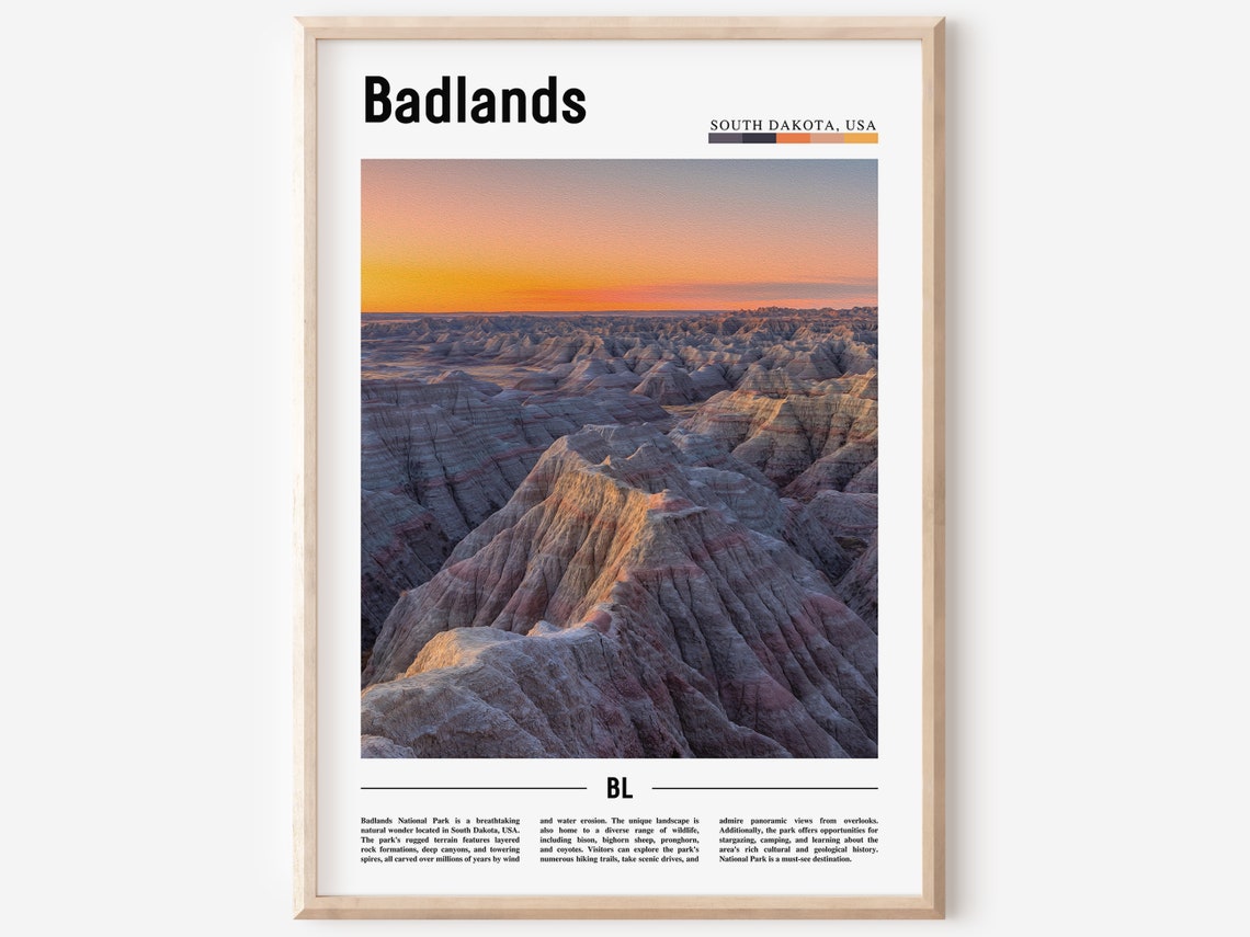 Badlands Poster Badlands Print Badlands Wall Art United States Photo United States Poster United States Print