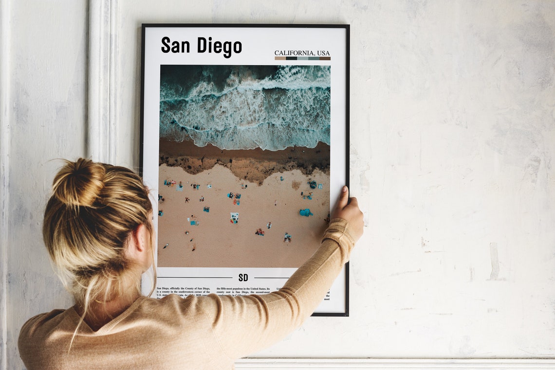 San Diego Print San Diego Poster San Diego Wall Art Minimal Travel Print Minimal City Poster Travel Destination Oil Painting Poster - Image 4