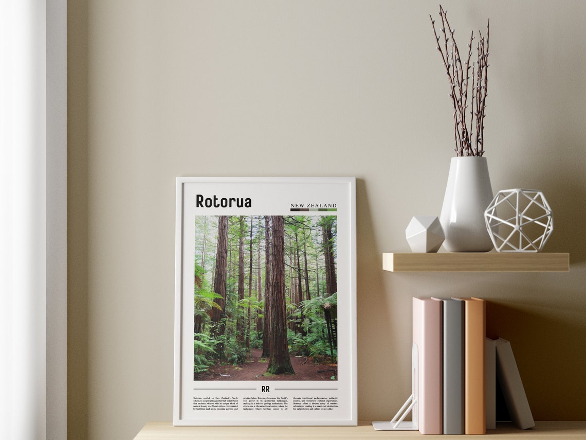 Rotorua Poster Rotorua Print Rotorua Wall Art Minimal Travel Print Travel Destination Oil Painting Poster - Image 3