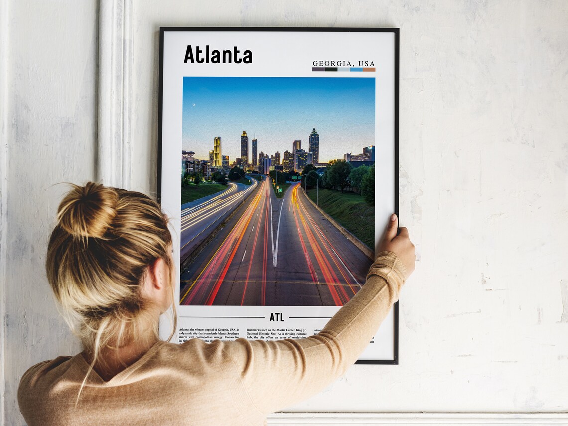 Atlanta Minimal Travel Poster, Oil Painting Style - Image 5