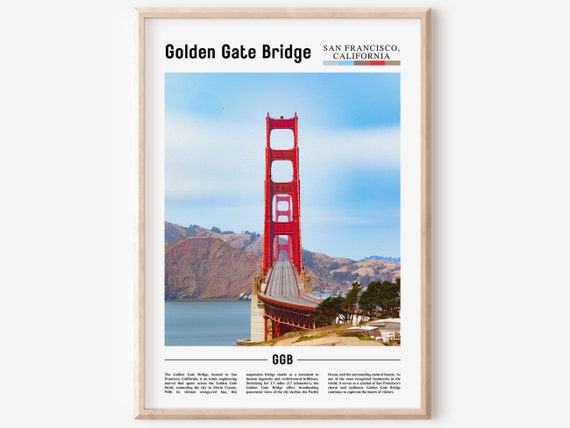 Golden Gate Bridge Poster Golden Gate Bridge Print Golden Gate Bridge Wall Art Minimal Travel Print Oil Painting Poster
