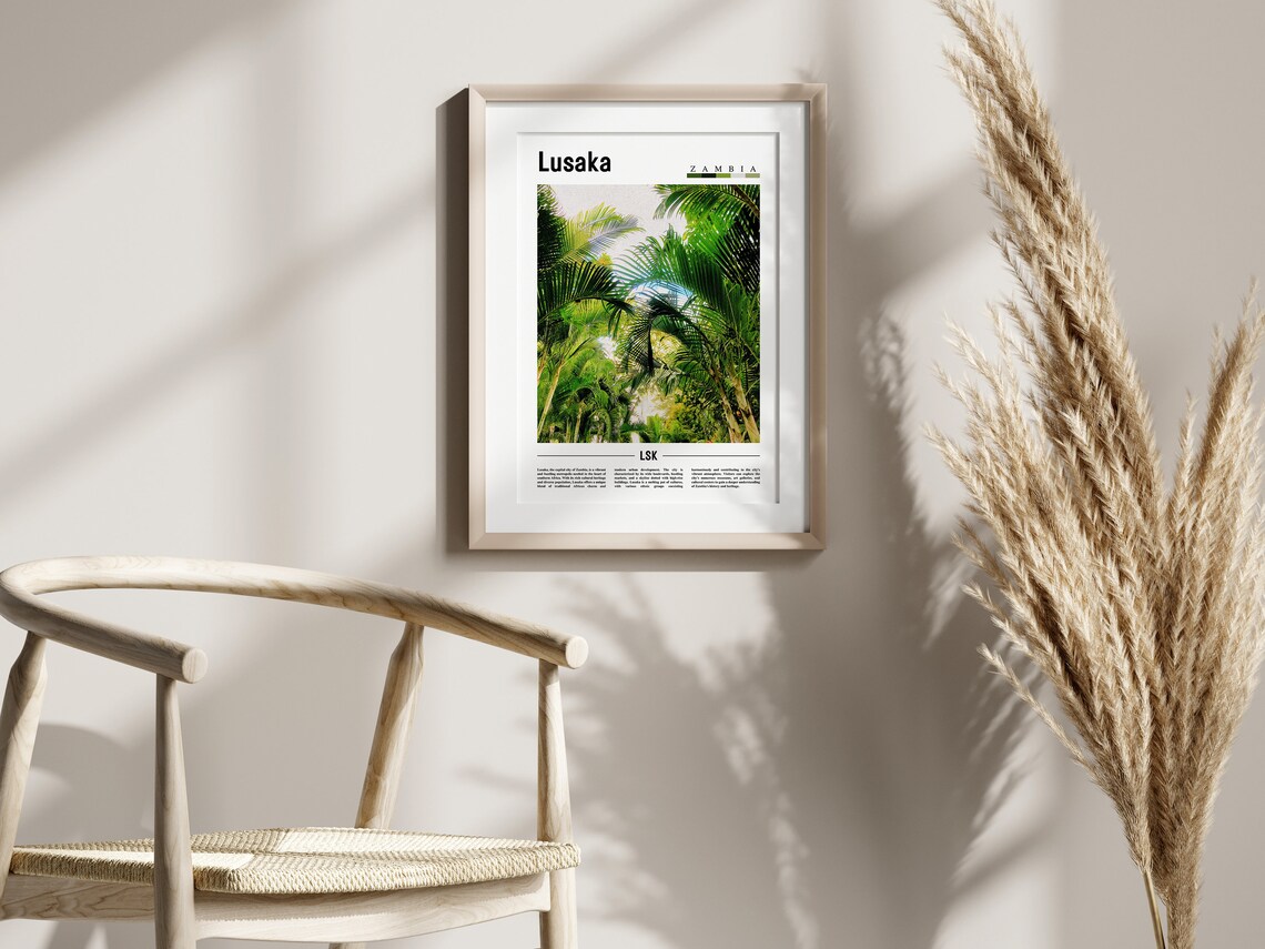 Lusaka Poster Lusaka Print Lusaka Wall Art Minimal Travel Print Travel Destination Oil Painting Poster - Image 2