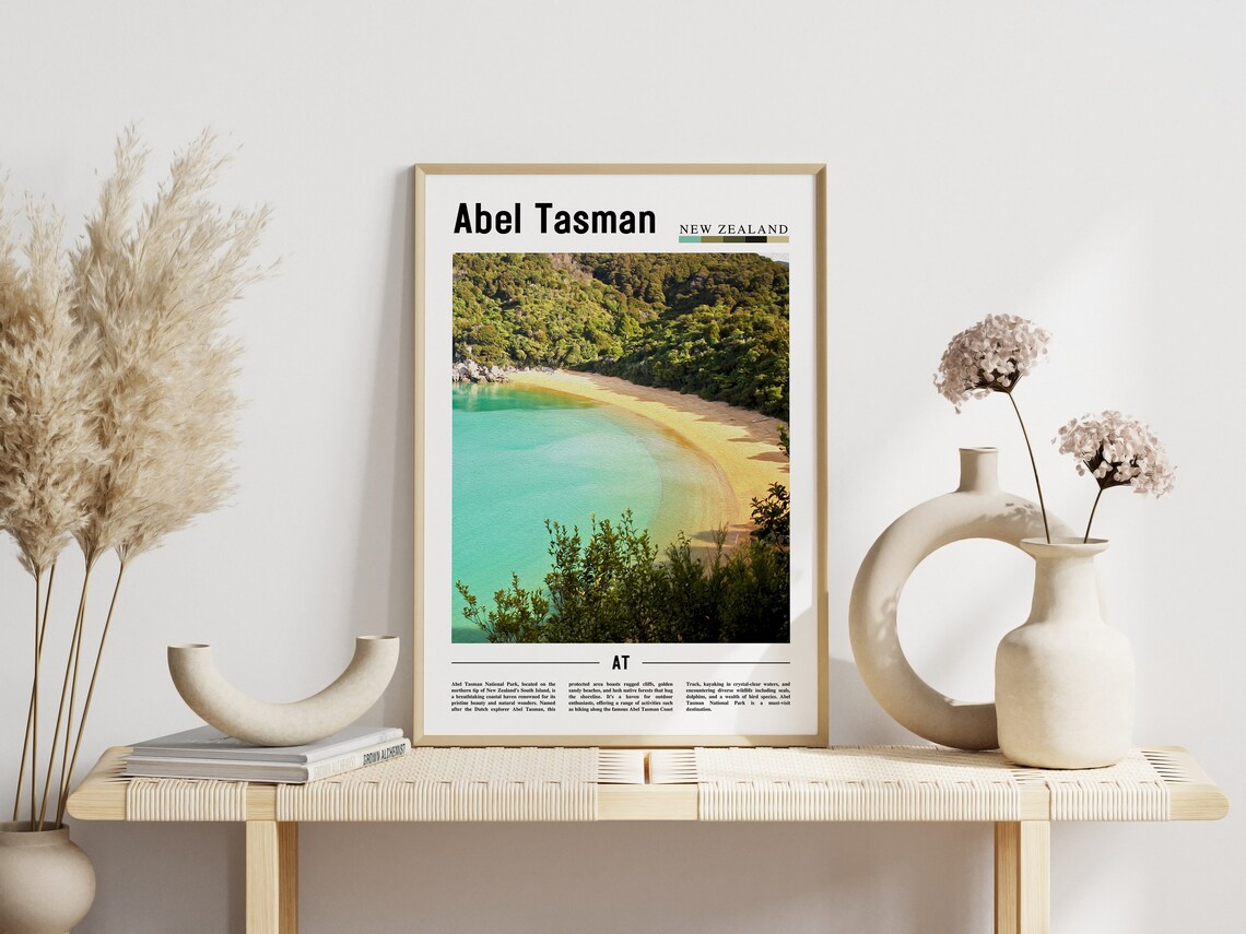 Abel Tasman Poster Abel Tasman Print Abel Tasman Wall Art Minimal Travel Print Travel Destination Oil Painting Poster - Image 6