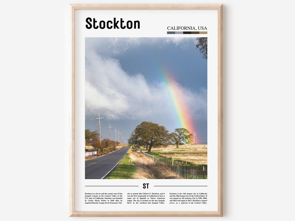 Stockton Print Stockton Poster Stockton Wall Art Oil Painting Poster Colorful City Print City Artwork Travel Artwork Travel Wall Art
