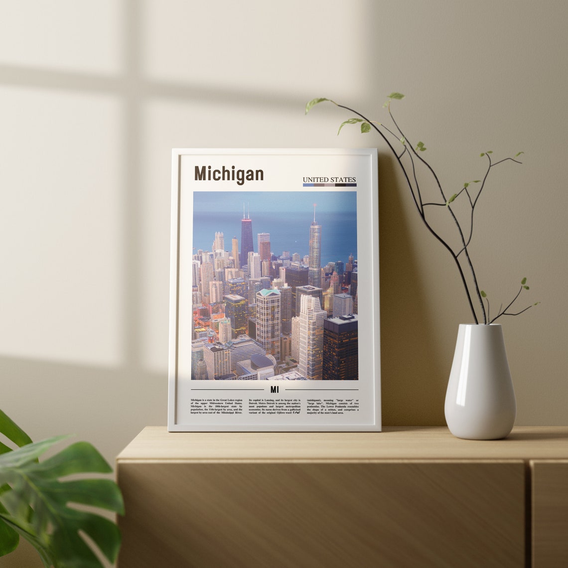 Michigan Print Michigan Wall Art Michigan Poster Michigan Photo United States Print United States Poster City Print Oil Paint Print - Image 2