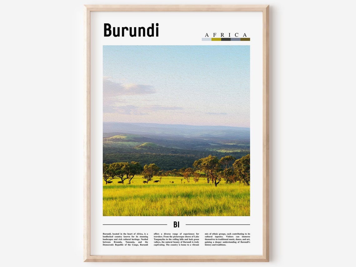 Burundi Poster Burundi Print Burundi Wall Art Minimal Travel Print Travel Destination Oil Painting Poster