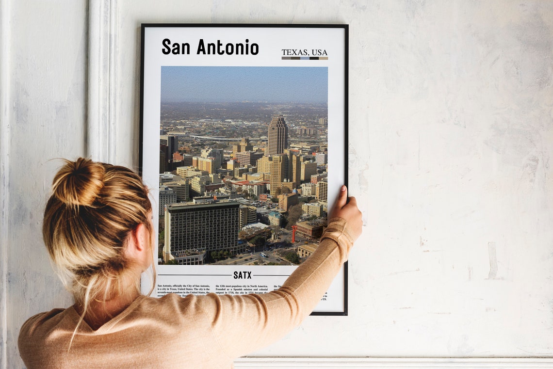 San Antonio Print San Antonio Poster San Antonio Wall Art Oil Painting Poster City Print City Artwork Travel Artwork Travel Wall Art - Image 4