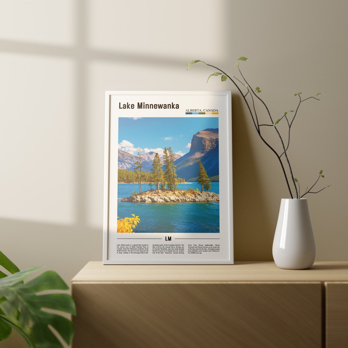 Lake Minnewanka Print Lake Minnewanka Poster Lake Minnewanka Wall Art Oil Painting Poster City Artwork Travel Artwork Travel Wall Art - Image 2