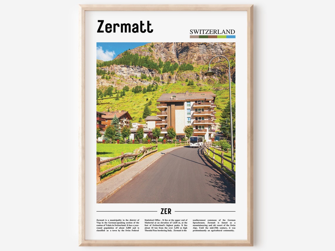 Zermatt Print Zermatt Poster Zermatt Wall Art Oil Painting Poster Colorful City Print City Artwork Travel Artwork Travel Wall Art