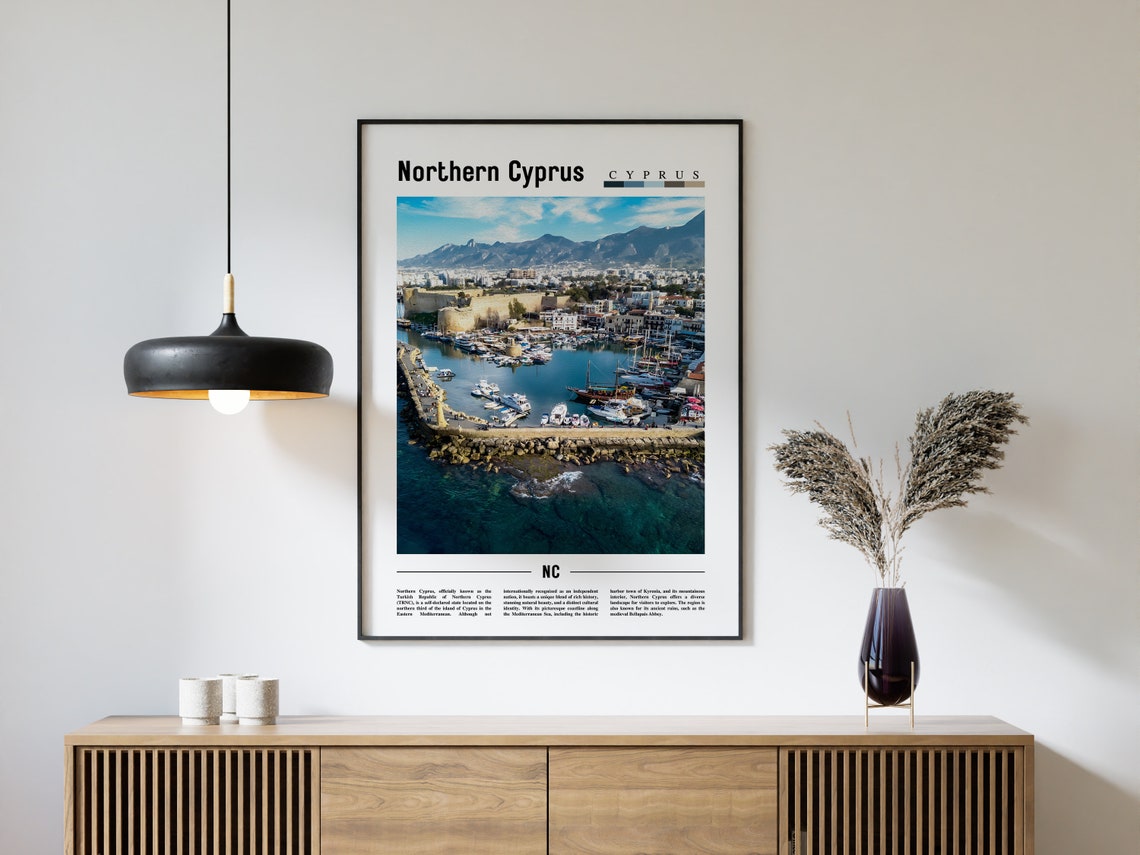 Northern Cyprus Poster Northern Cyprus Print Northern Cyprus Wall Art Minimal Travel Print Travel Destination Oil Painting Poster - Image 4
