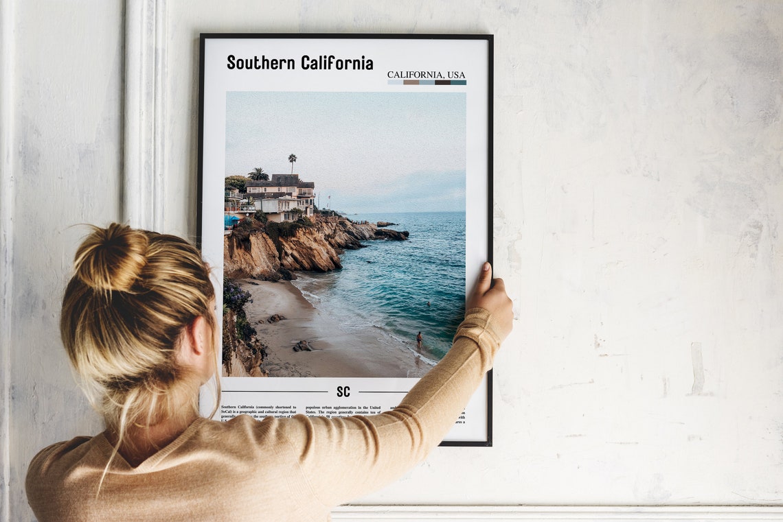 Southern California Poster Southern California Print Southern California Wall Art Minimal Travel Print Oil Painting Poster - Image 4