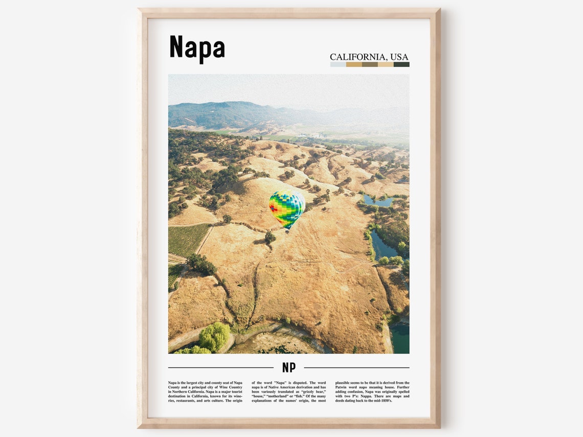 Napa Print Napa Poster Napa Wall Art Minimal Travel Print Minimal City Poster Travel Destination Colorful City Print Oil Painting Poster