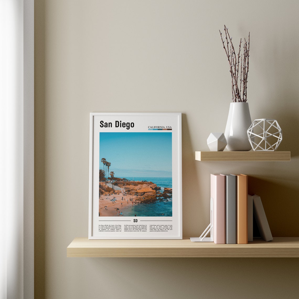 San Diego Print San Diego Poster San Diego Wall Art Minimal Travel Print Minimal City Poster Travel Destination Oil Painting Poster - Image 3