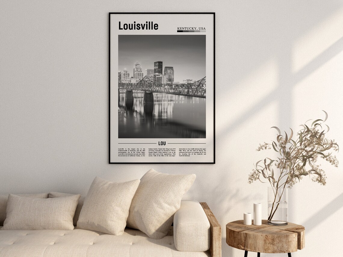 Louisville Black And White Travel Poster - Image 2