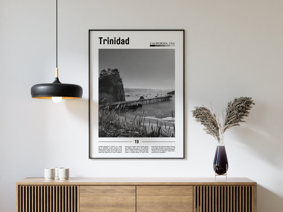 Trinidad Poster Black And White Trinidad Print Black And White Trinidad Wall Art Minimal Travel Print Travel Poster - Image 4