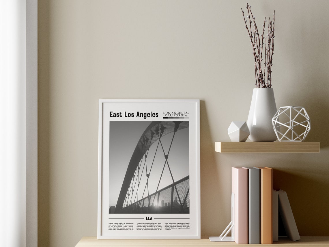 East Los Angeles Poster Black And White East Los Angeles Print Black And White East Los Angeles Wall Art Minimal Travel Print - Image 3