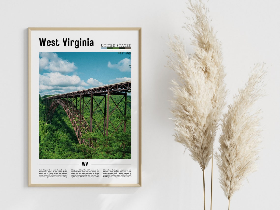 West Virginia Poster West Virginia Print West Virginia Wall Art United States Photo United States Poster United States Print - Image 3