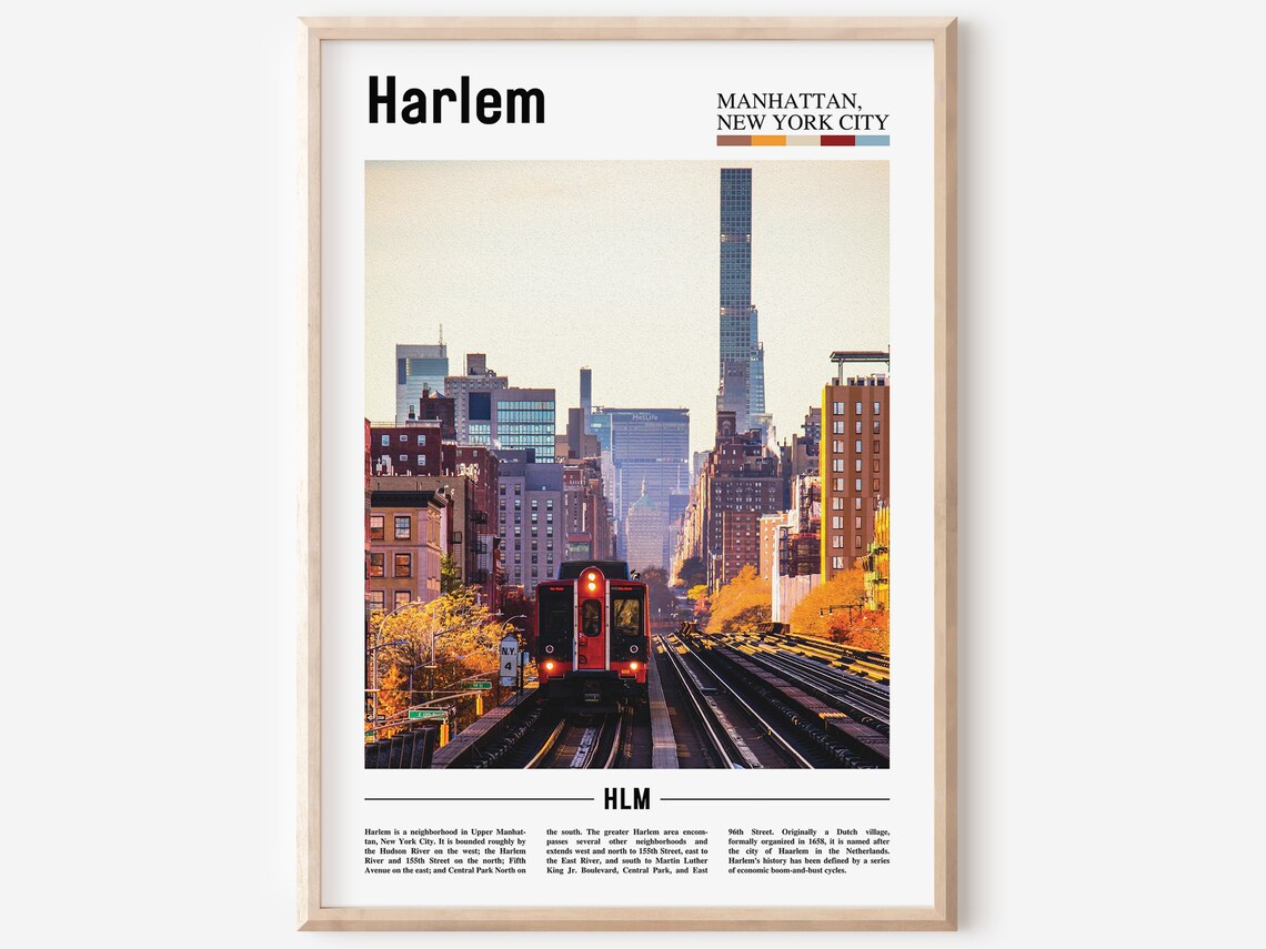 Harlem Oil Painting Poster, Colorful City Artwork