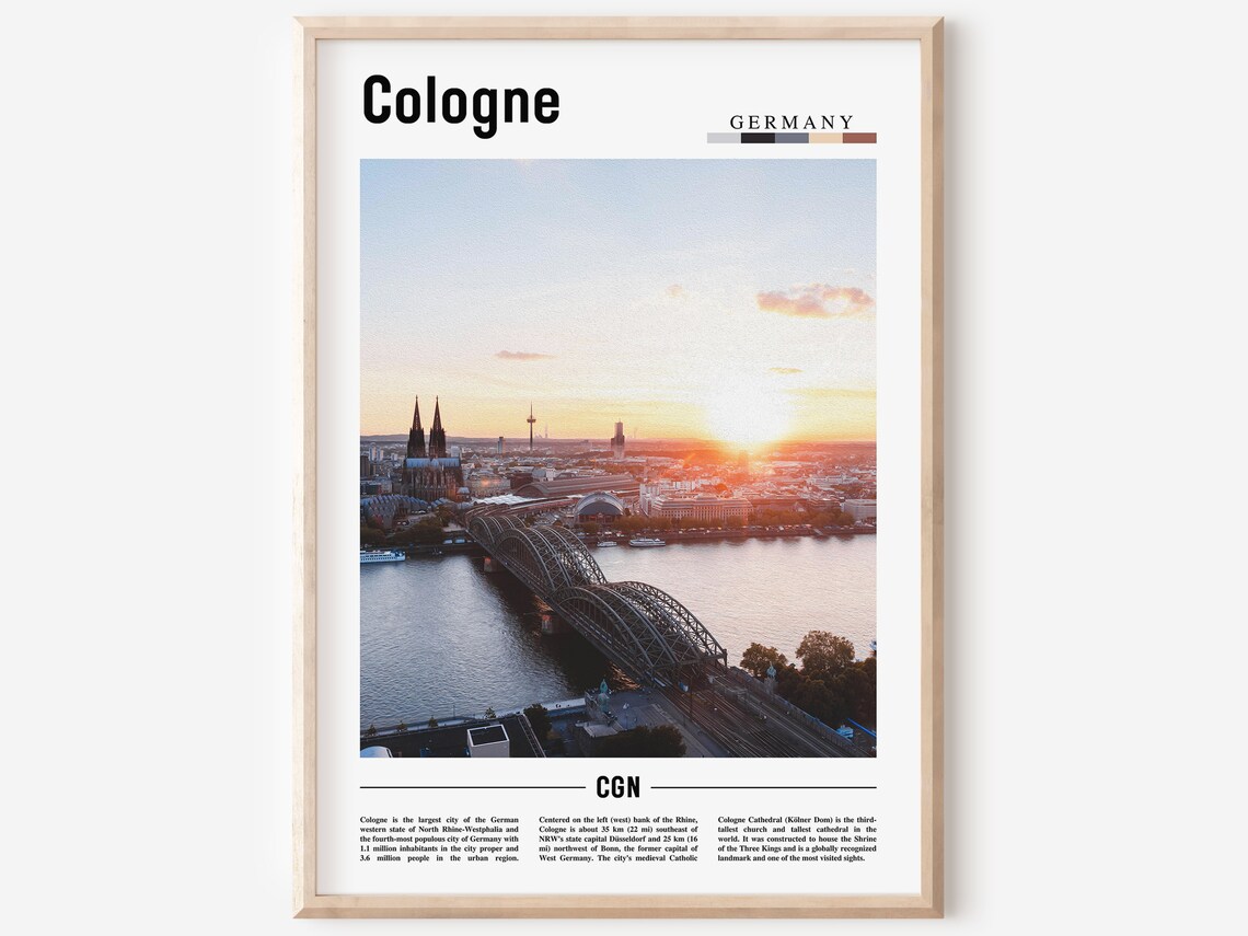 Cologne Travel Poster, Europe Photo Art Print