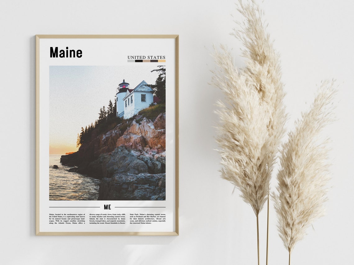 Maine Poster Maine Print Maine Wall Art United States Photo United States Poster United States Print - Image 4