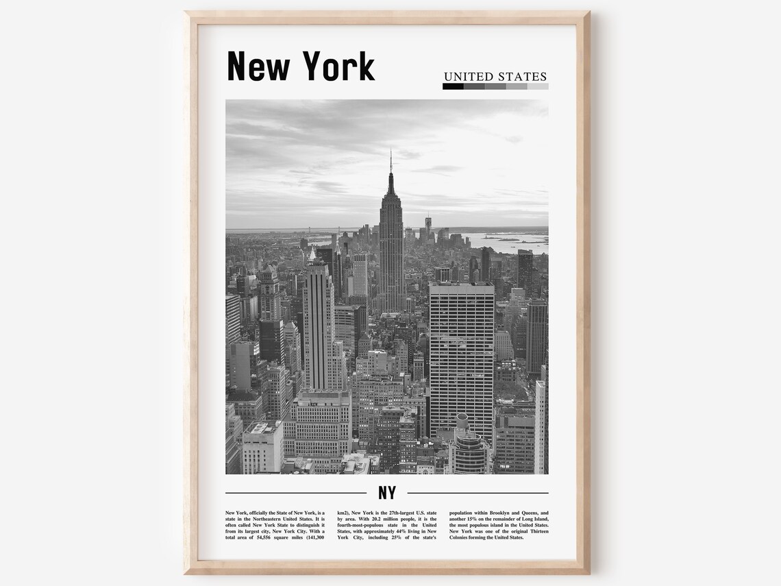 New York Minimal Travel Poster, Black And White