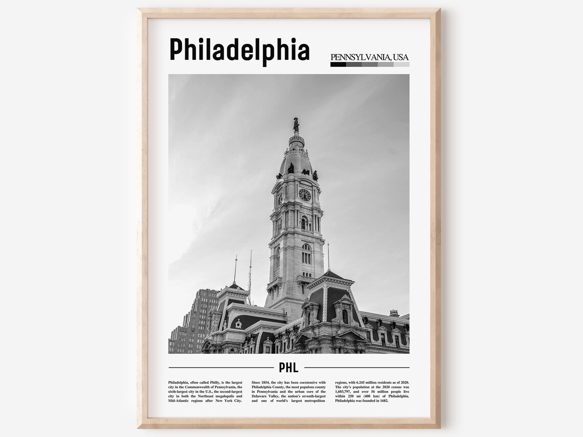 Philadelphia Poster Black And White Philadelphia Print Black And White Philadelphia Wall Art Minimal Travel Print Travel Poster
