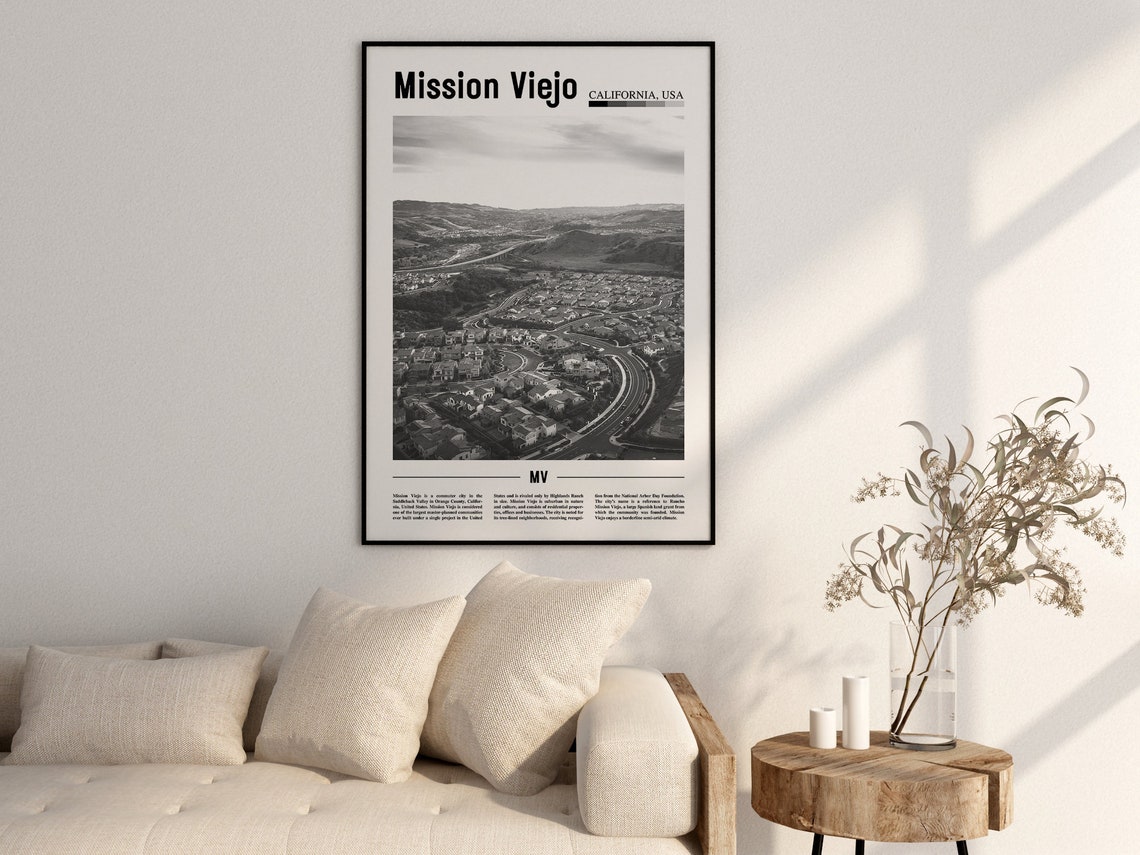Mission Viejo Poster Black And White Mission Viejo Print Black And White Mission Viejo Wall Art Minimal Travel Print Travel Poster - Image 2