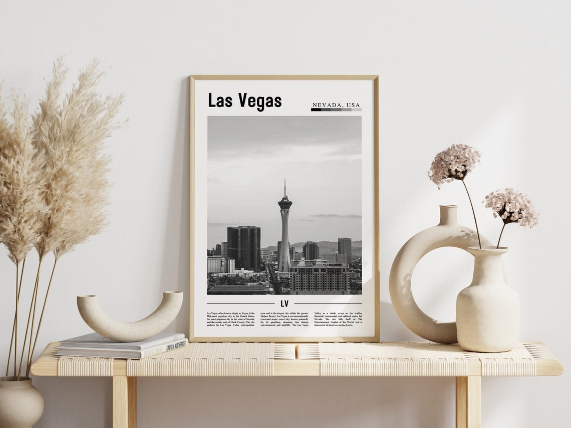 Las Vegas Poster Black And White Las Vegas Print Black And White Las Vegas Wall Art Minimal Travel Print Travel Poster - Image 6