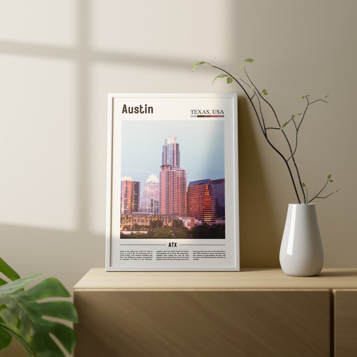Austin Print Austin Poster Austin Wall Art Oil Painting Poster Colorful City Print City Artwork Travel Artwork Travel Wall Art - Image 2