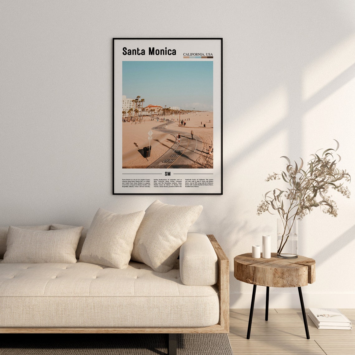 Santa Monica Print Santa Monica Poster Santa Monica Wall Art Minimal Travel Print Minimal City Poster Destination Oil Painting Poster - Image 2