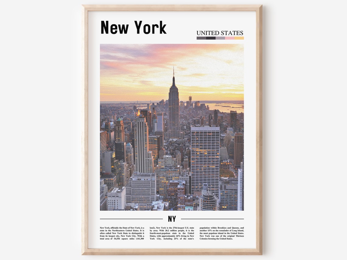 New York Print New York Poster New York Wall Art Oil Painting Poster Colorful City Print City Artwork Travel Artwork Travel Wall Art