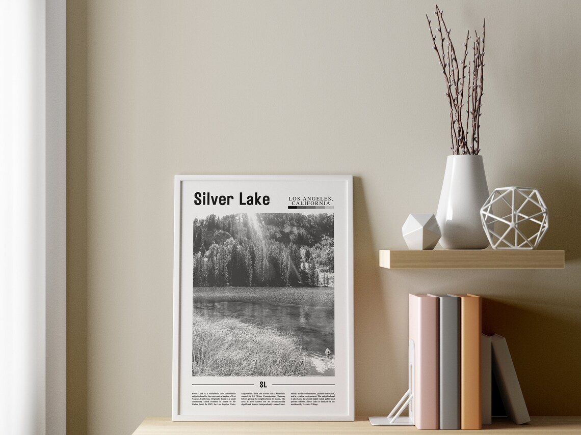 Silver Lake, Black And White Travel Poster - Image 3
