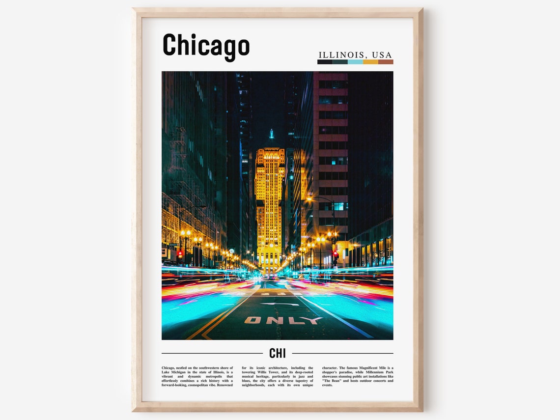 Chicago Print Chicago Poster Chicago Wall Art United States Photo United States Poster United States Print