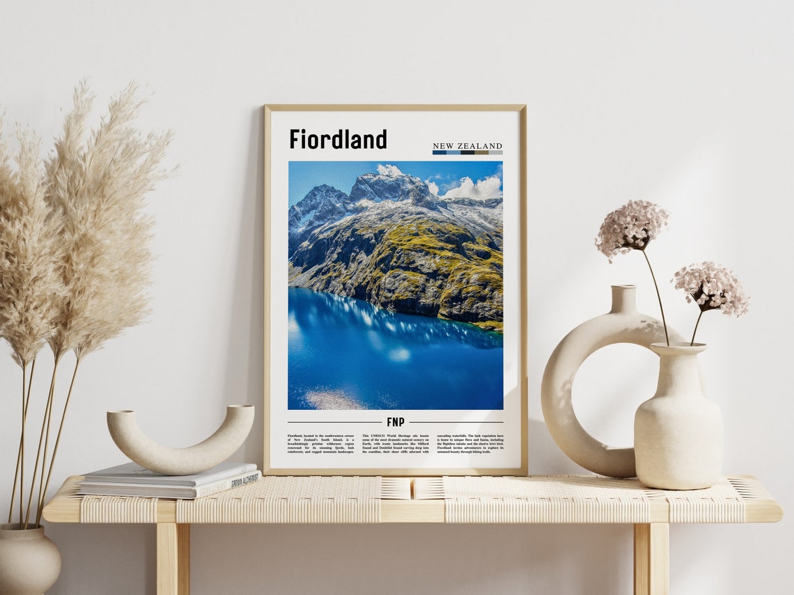 Fiordland Poster Fiordland Print Fiordland Wall Art Minimal Travel Print Travel Destination Oil Painting Poster - Image 6